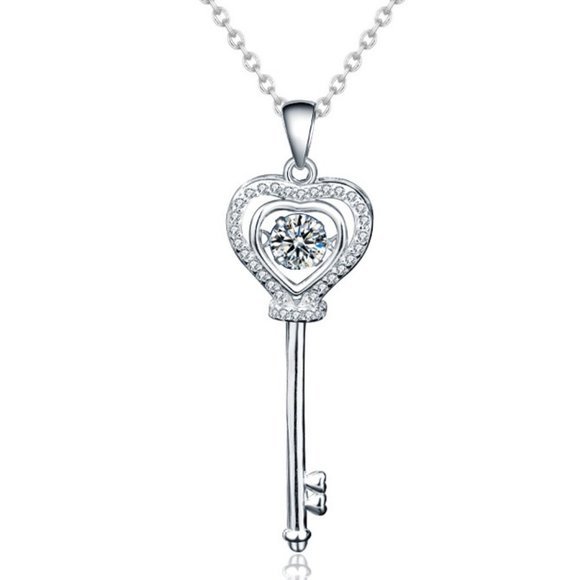 Jewelry - Certified 1/2ct. t.w. Diamond Moissanite Dancing Key Necklace NEW